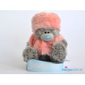 Мишка Тедди в розовом свитере и меховой шапочке (G01W2000)