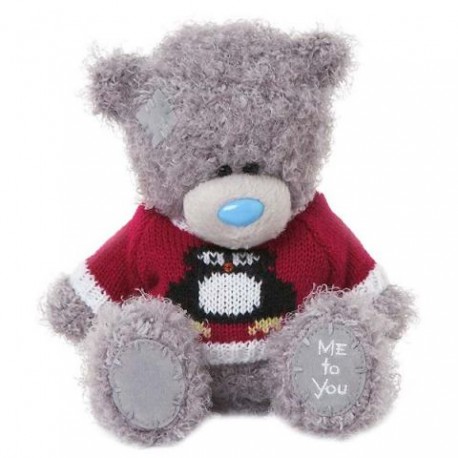Мишка Me to you в красном джемпере с пингвином 18 см (G01W3327)