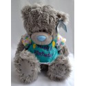Мишка Me to you в голубой футболке с надписью Happy Birthday 25 см (G01W1051)