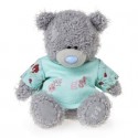 Мишка Ми ту ю в голубой рубашке с надписью HUGS 10 см (G01W3560)