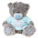 Мишка Тедди в голубой футболке You're gorgeous 25 см (G01W3195)