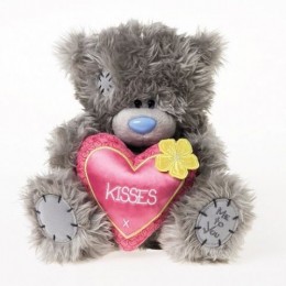 Мишка Me to you держит розовое сердце с жёлтым цветочком 20 см (G01W3027)