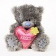 Мишка Me to you держит розовое сердце с жёлтым цветочком 20 см (G01W3027)