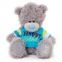 Мишка Teddy в голубенькой футболке Happy birthday 18 см  (G01W3439)