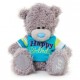 Мишка Teddy держит гирлянду Happy Birthday 18 см (G01W1689)