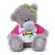 Мишка Ми ту ю в голубой рубашке с надписью HUGS 10 см (G01W3560)