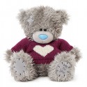 Мишка Teddy в малиновым свитере с сердцем 20 см (G01W3797)