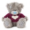 Мишка Teddy в малиновым свитере с сердцем 20 см (G01W3797)