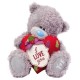 Мишка Me to you держит розовое сердце с жёлтым цветочком 20 см (G01W3027)
