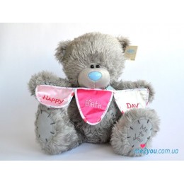 Мишка Teddy держит гирлянду из флажков (G01W1696)