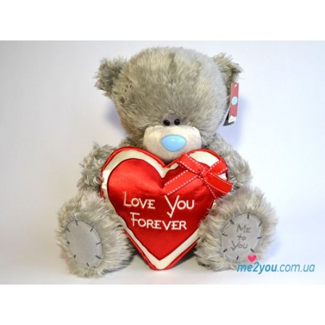 Мишка Тедди с атласным сердцем Love you forever (G01W2050)