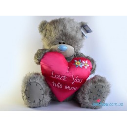 Мишка Тедди с атласным сердцем I love you this much (G01W2099)