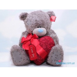 Мишка Me to you держит сердце с лентой (G01W1444)