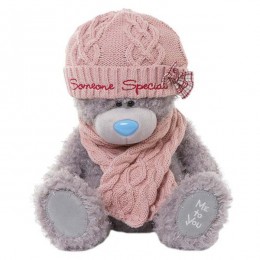 Мишка Тедди Me to you в розовой вязаной шапке и шарфе 30 см (G01W3273)