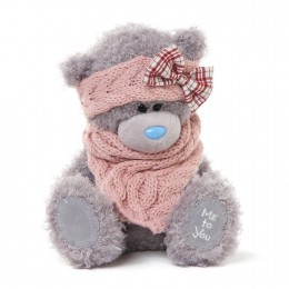 Мишка Teddy в розовом вязаном шарфе 20 см (G01W3288)