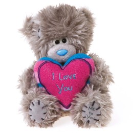Мишка Teddy держит розовое сердце I Love You 13 см (G01W2896)