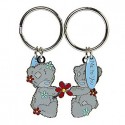 Брелок для ключей двойной Мишки Teddy держат цветок (G91K0058)