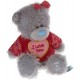 Мишка Ми ту ю в красном свитере с надписью I LOVE YOU и красной бабочкой на голове 18 см (G01W3511)